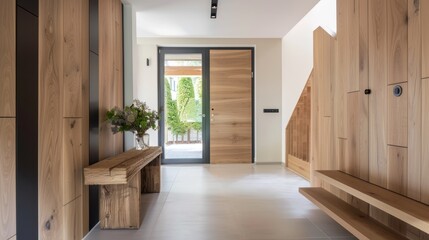 Modern Entrance Hall with Wooden Accents