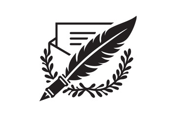 Fototapeta premium Letter With Feather Pen Vector Art & Illustration