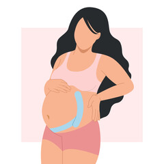 Pregnant woman with Belly tape 