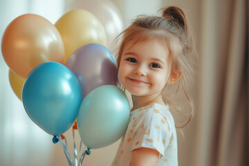 Obraz premium Little girl at indoors in a birthday party