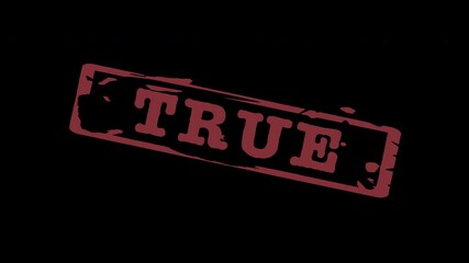 'True' Rubber stamp animation with alpha channel transparent background overlay [4K]