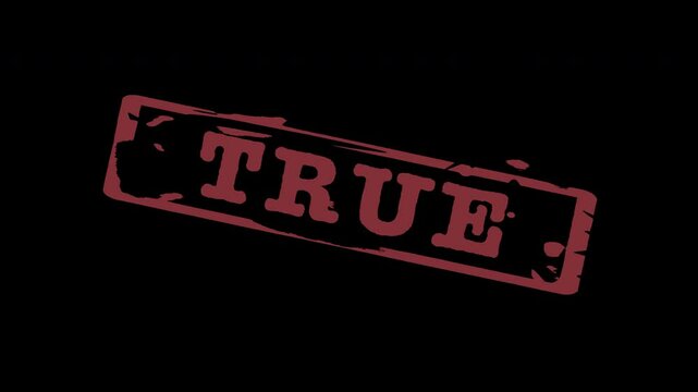'True' Rubber stamp animation with alpha channel transparent background overlay [4K]