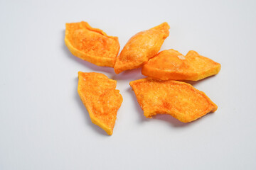 A pile of fried food with a yellowish color