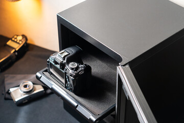 SLR Camera Stored in Electronic Safe