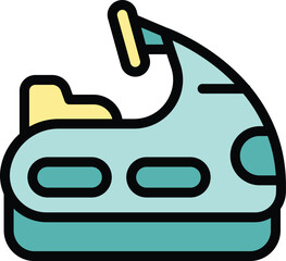 This colorful icon depicts a bumper car, bringing to mind amusement parks, childhood memories, and joyful experiences