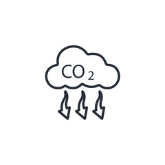 carbon emissions reduction icon. vector.Editable stroke.linear style sign for use web design,logo.Symbol illustration.