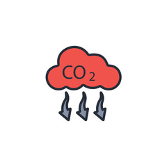 carbon emissions reduction icon. vector.Editable stroke.linear style sign for use web design,logo.Symbol illustration.