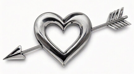 symbol of love pierced by an arrow isolated on white background