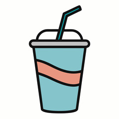 Hand-Drawn Drink in a Cup with Straw Illustration on White Background
