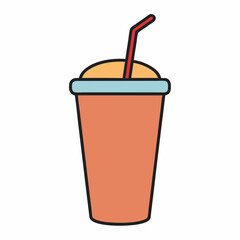 Hand-Drawn Drink in a Cup with Straw Illustration on White Background