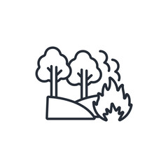 Forest fire icon. vector.Editable stroke.linear style sign for use web design,logo.Symbol illustration.