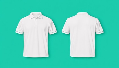 Front and back view dual mockup of a blank polo shirt showcasing versatile styling options for a clothing design template. Ideal for designers seeking a clean apparel presentation.