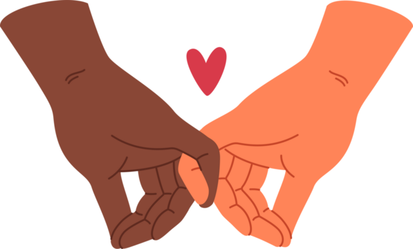 Multiracial love between people holding hands and ready to create close family without racial prejudice. Concept getting rid of ethnic prejudices and approving multiracial relationships men and women