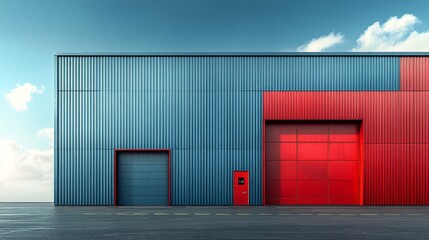 Obraz premium Corrugated metal walls and doors with industrial building container design