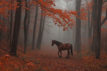 Autumn Whisper: A Horse's Journey in the Forest