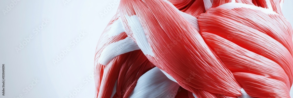 Fototapete a striking close-up view highlights the intricate textures and structures of a red and white muscle,