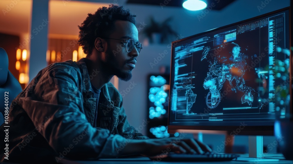 Aufkleber it professional using computer in office