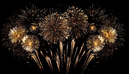Beautiful illustration of colorful fireworks on plain black background. Colorful Fireworks in black sky background for New Year celebration concept. High quality illustration