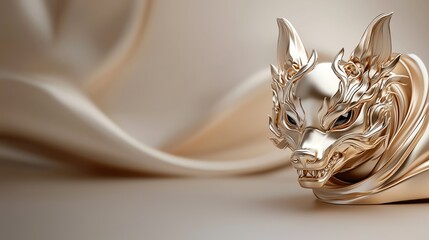 A gold sculpture of a mythical creature, polished and shining brightly, gold sculpture, fantasy art