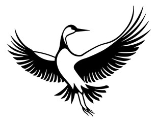 black silhouette of a stork without background
