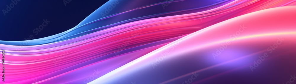 Poster colorful waves of light on a dark background, creating a dynamic visual effect.