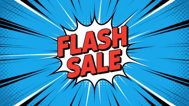 Eye-catching graphic highlighting a flash sale with dynamic bursts and bold colors, perfect for promotional materials.
