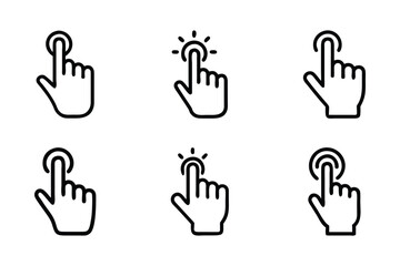 Hand click icon bundle set in silhouette style vector design