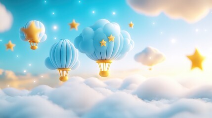A visually appealing photograph of blue lanterns and auspicious clouds in a three-dimensional paper cut arrangement, perfect for creating a festive and inviting atmosphere during  New Year.