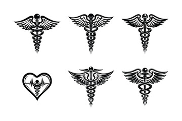 Fototapeta premium Health icon silhouette bundle in vector style clip art