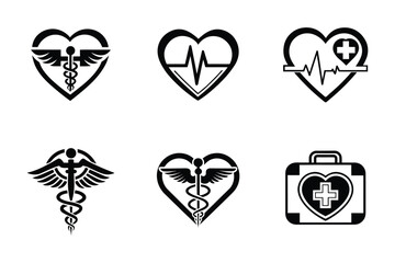 Health icon silhouette bundle in vector style clip art