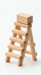 A small wooden ladder with a block on top, representing stability and elevation.