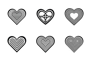 Heart icon bundle set in creative silhouette style vector