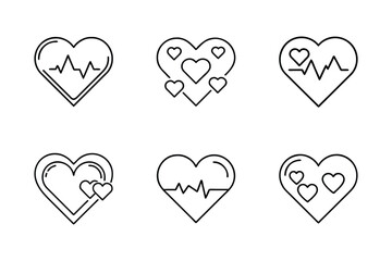 Heart icon bundle set in creative silhouette style vector
