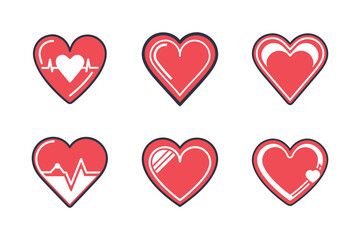 Colorful heart icon bundle set in creative silhouette style vector