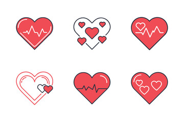 Colorful heart icon bundle set in creative silhouette style vector