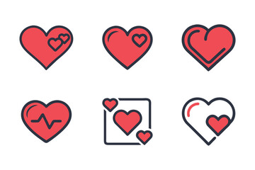 Colorful heart icon bundle set in creative silhouette style vector