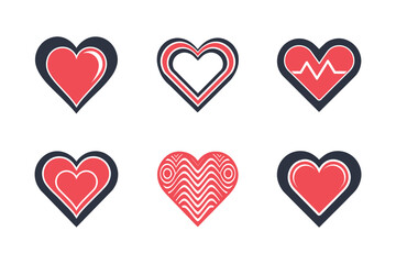 Colorful heart icon bundle set in creative silhouette style vector