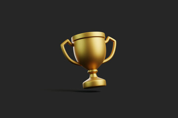 Trophy cup against a dark background, symbolizing achievement, victory, or excellence in competition or recognition. 3D render illustration