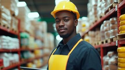 Team Member Using Tablet in Warehouse Environment