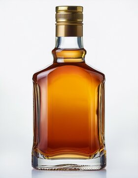 Una botella de whisky con fondo blanco