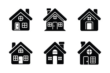 Home icon bundle set in silhouette style vector clip art