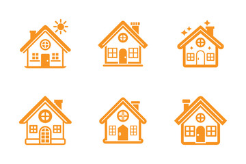 Fototapeta premium Colorful home icon bundle set in vector style clip art