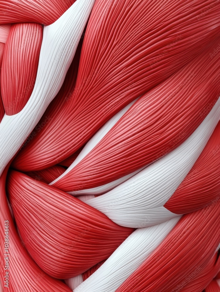 Aufkleber a striking close-up reveals the intricate textures of red and white muscle fibers, showcasing their 