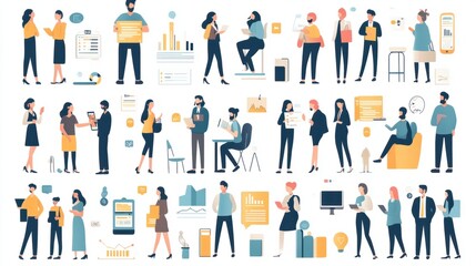Set of modern flat design people icons. Vector illustration concepts of business, finance, marketing, technology, teamwork, management, e-commerce, web dewelopment and seo, business success and caree