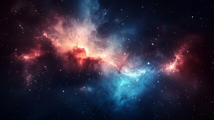 Obraz premium Cosmic Symphony, vibrant abstract patterns of deep blues and purples swirling in high contrast, evoking the mysteries of the universe