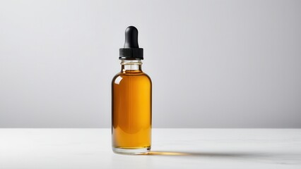 Fototapeta premium Create a stunning presentation with this oil tincture mockup. Ideal for showcasing your product packaging, it's designed to emphasize branding with a clean, modern look.