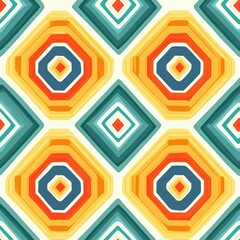 Modern and abstract design featuring colorful geometric shapes in a seamless pattern