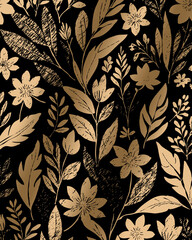 Luxurious golden botanical background. Printable wallpapers, covers, wall art, greeting card, wedding cards, invitations.