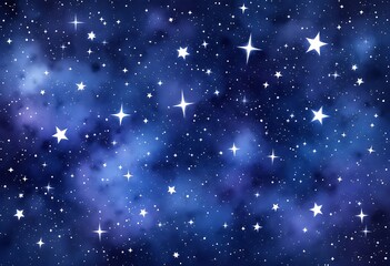 Watercolor seamless space pattern with constellations and stars. Astronomical blue background
