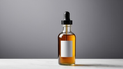 Fototapeta premium Showcase your brand with a realistic oil tincture mockup. This high-quality template allows for easy customization, perfect for presenting your label designs in a professional way.